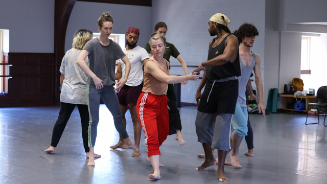 All the dancers move through the choreography in the studio