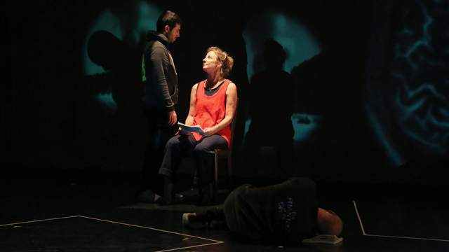 George Hirsch, Tamara Pullman and Ted Johnson in rehearsal for <i>Healing Wars</i>