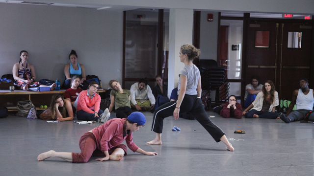 Kristin Van Loon and Arwen Wilder share movement with students in the MANCC class