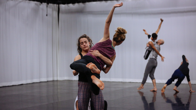 Claire Westby and Maggie Cloud in rehearsal for <i> Remains </i>