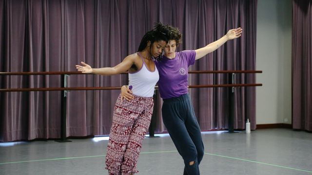 Angie Pittman and Nola Sporn Smith rehearsing <i>March Under An Empty reign</i>