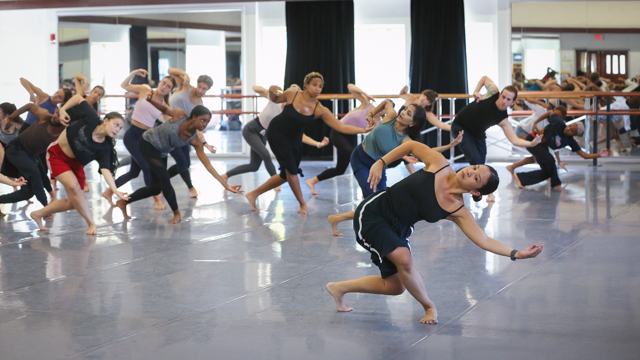 Chatterjea and Ferreira teach an FSU School of Dance master class