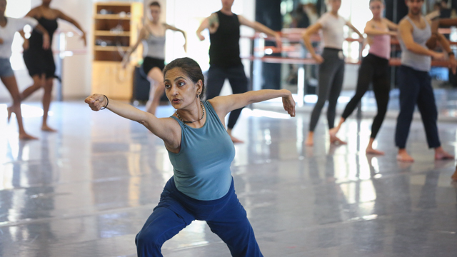 Chatterjea teaches an FSU School of Dance master class