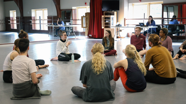 Beth Gill and Michelle Fletcher in discussion with School of Dance students