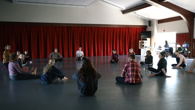 Tess Neill and Michelle Fletcher in discussion with School of Dance students