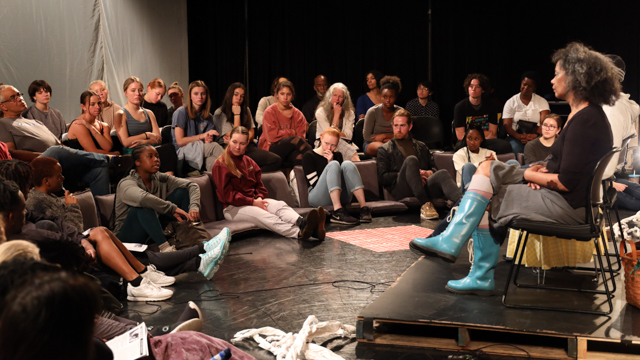 Weeks engages in post-showing discussion with students, faculty, staff, and community members