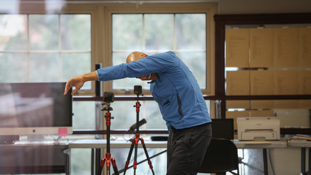 Jones works through movement material in the studio