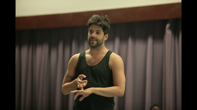 Miguel Gutierrez talks with FSU School of Dance audience about his work in progress <i>and lose the name of action</i>.