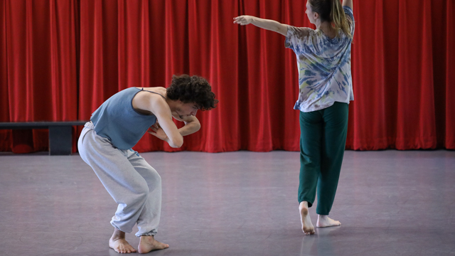 Twining and Emma Judkins engage in movement in the studio