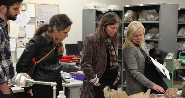 Wirsing, Van Loon and Thorson tour the San Luis Archaeology Lab with Dr. McEwan.